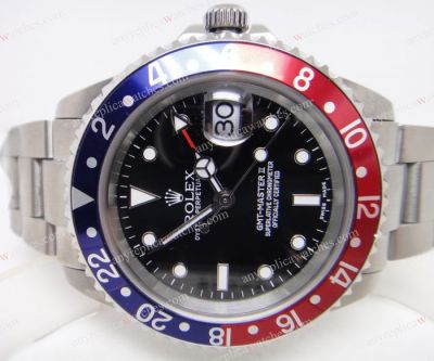 Swiss Rolex GMT Master II Watch Red Blue Bezel